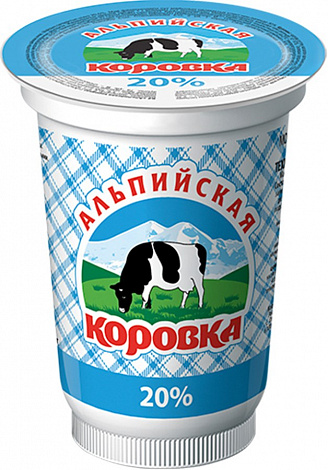 Сметанный продукт Альпийская коровка 20%, 400 г