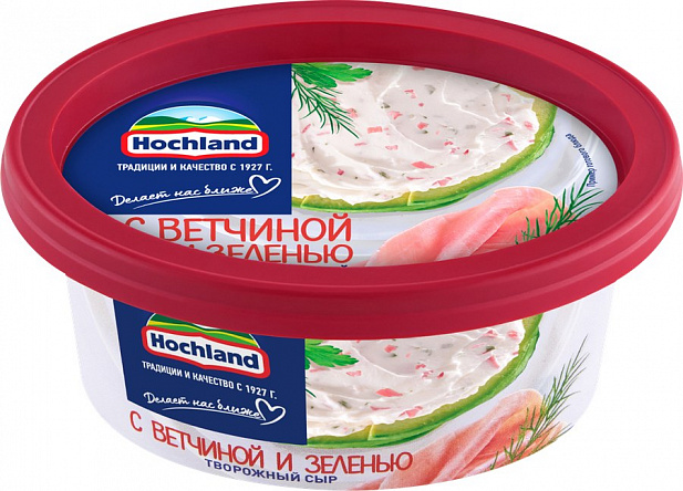 Сыр творожный Хохланд с ветчиной и зеленью, 140 г