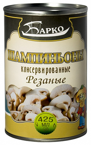 Шампиньоны резаные БАРКО, 425 мл