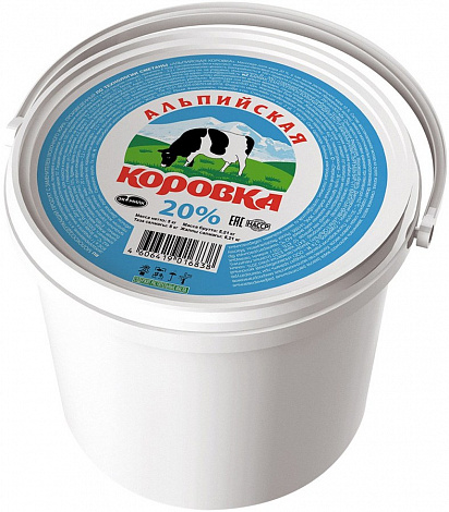 Сметанный продукт Альпийская коровка 20%, 5 кг