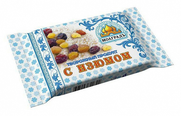 Творожная масса МОЛГРАДЪ с изюмом, 180 г